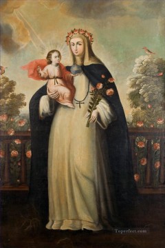 イエス Painting - リマの聖バラと子供イエスの宗教的キリスト教徒